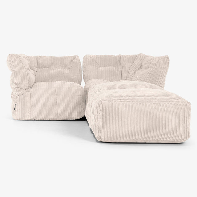 2-istuttava Modulaarinen Sohva Chaise Longuella - Vakosametti Norsunluu 01