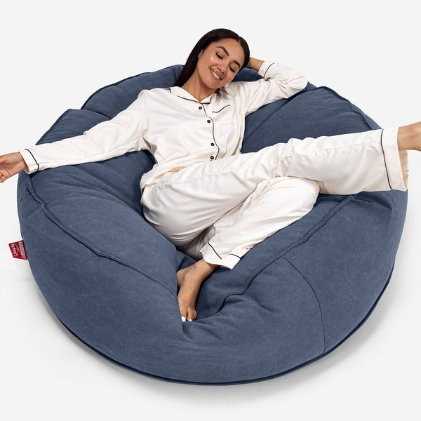 Iso Säkkituoli Sohva 'Mega-Mammutti' Vaihtopäällinen - Kivipesty Denim-kangas 01