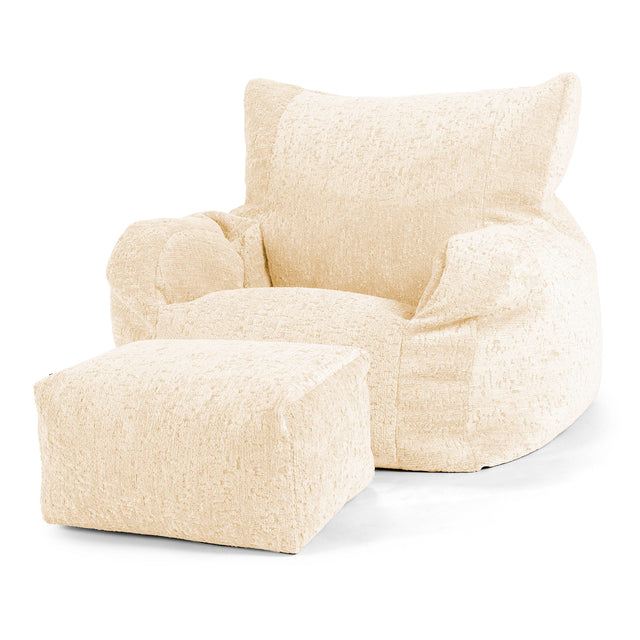 Josephine-Säkkituoli Nojatuoli - Ylellinen Chenille Norsunluu 02