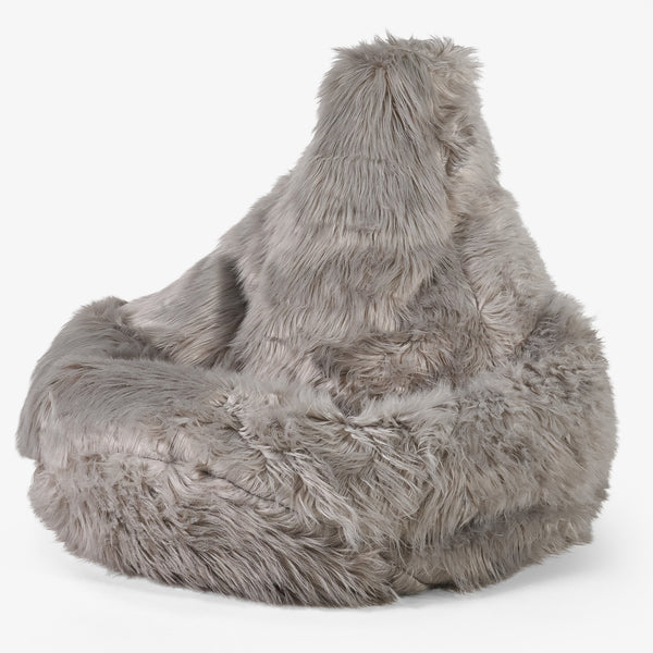Säkkituoli Lepotuoli - Mongolialainen Tekoturkis Harmaa 01