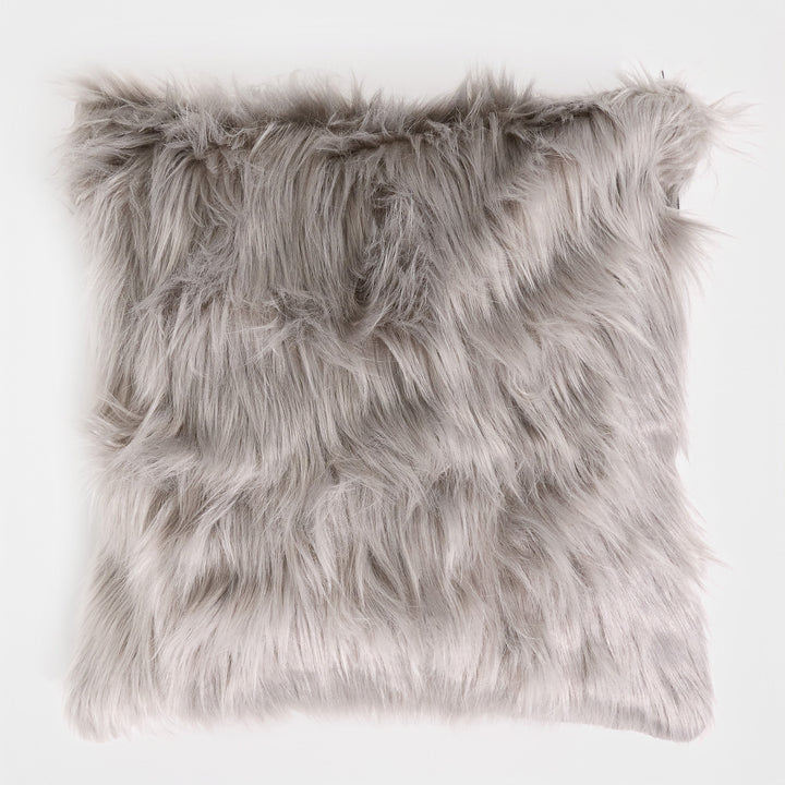 Tyynynsuojus 47 x 47cm - Mongolialainen Tekoturkis Harmaa 01