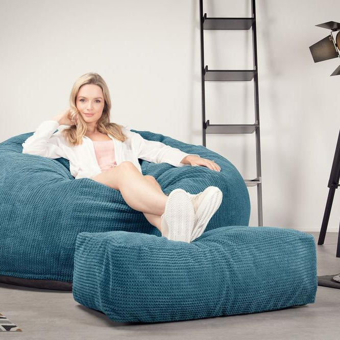 LOUNGE PUG, CloudSac 1010 XXL - Jättisuuri Muistivaahtotäytteinen XXL Säkkituolisohva (UUSI MALLI) - Pompula Turkoosi
