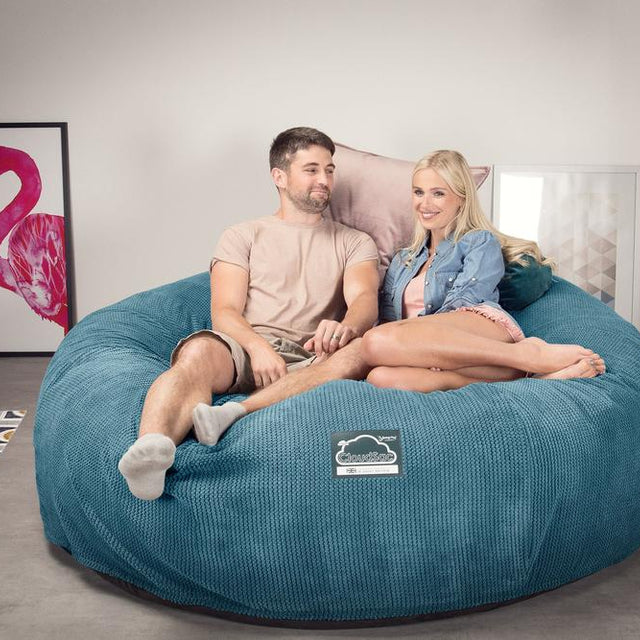 LOUNGE PUG, CloudSac 3000 XXL - Jättisuuri Muistivaahtotäytteinen Säkkituolisohva - Pompula Turkoosi
