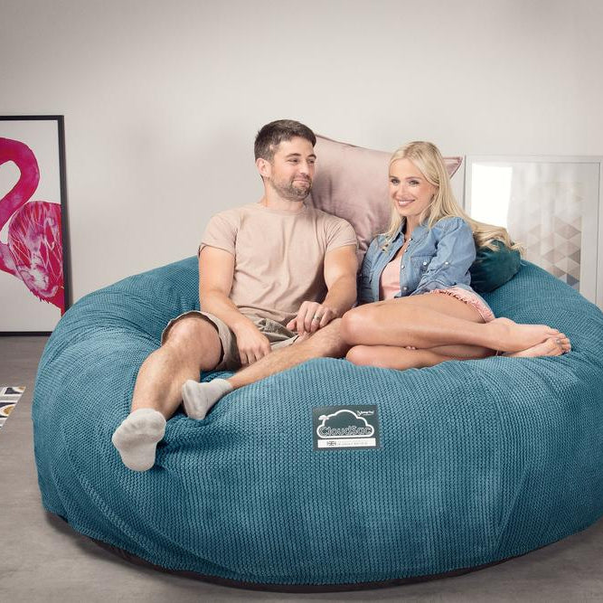 LOUNGE PUG, CloudSac 3000 XXL - Jättisuuri Muistivaahtotäytteinen Säkkituolisohva - Pompula Turkoosi