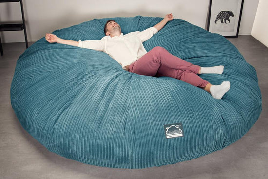 LOUNGE PUG, CloudSac 5000 XXXXXL - Suuri Muistivaahtotäytteinen Säkkituolisohva - Vakosametti Turkoosi