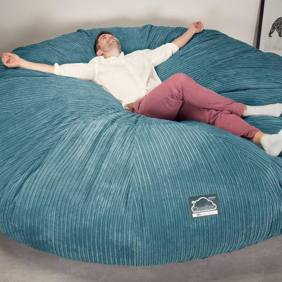 LOUNGE PUG, CloudSac 5000 XXXXXL - Suuri Muistivaahtotäytteinen Säkkituolisohva - Vakosametti Turkoosi