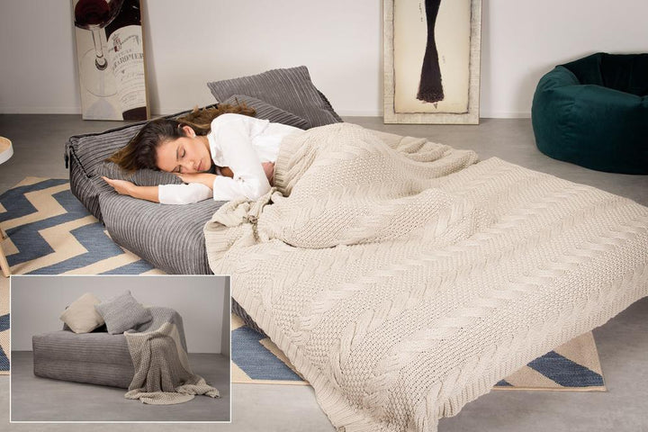 LOUNGE PUG, Avery - Futon-vuodetuoli Kaksinkertainen - Vakosametti Grafiitti