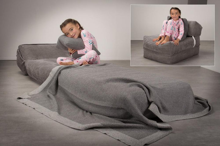 LOUNGE PUG, Avery - Futon-vuodetuoli Yksittäinen - Vakosametti Grafiitti