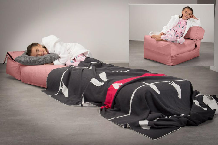 LOUNGE PUG, Avery - Futon-vuodetuoli Yksittäinen - Sametti Vaaleanpunainen