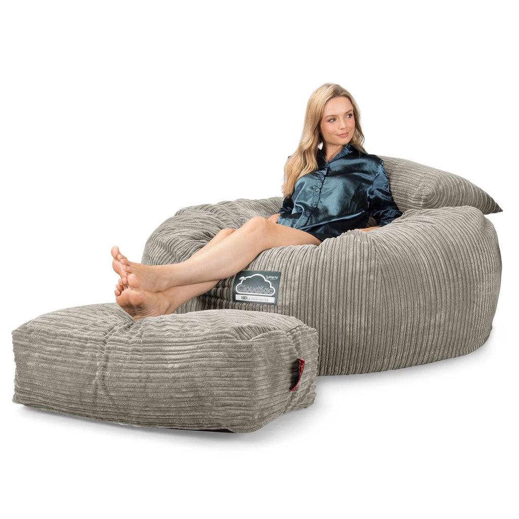 LOUNGE PUG, CloudSac 1010 XXL - Jättisuuri Muistivaahtotäytteinen XXL Säkkituolisohva (UUSI MALLI) - Vakosametti Minkki