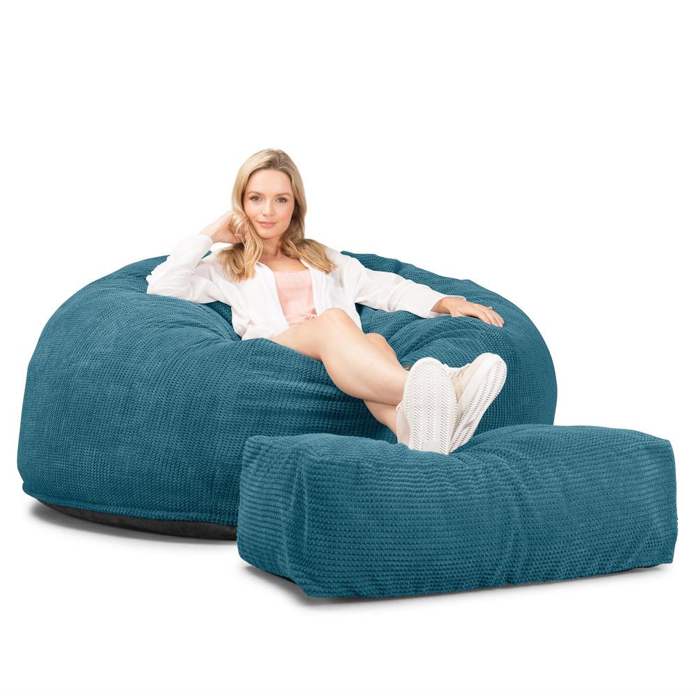 LOUNGE PUG, CloudSac 1010 XXL - Jättisuuri Muistivaahtotäytteinen XXL Säkkituolisohva (UUSI MALLI) - Pompula Turkoosi