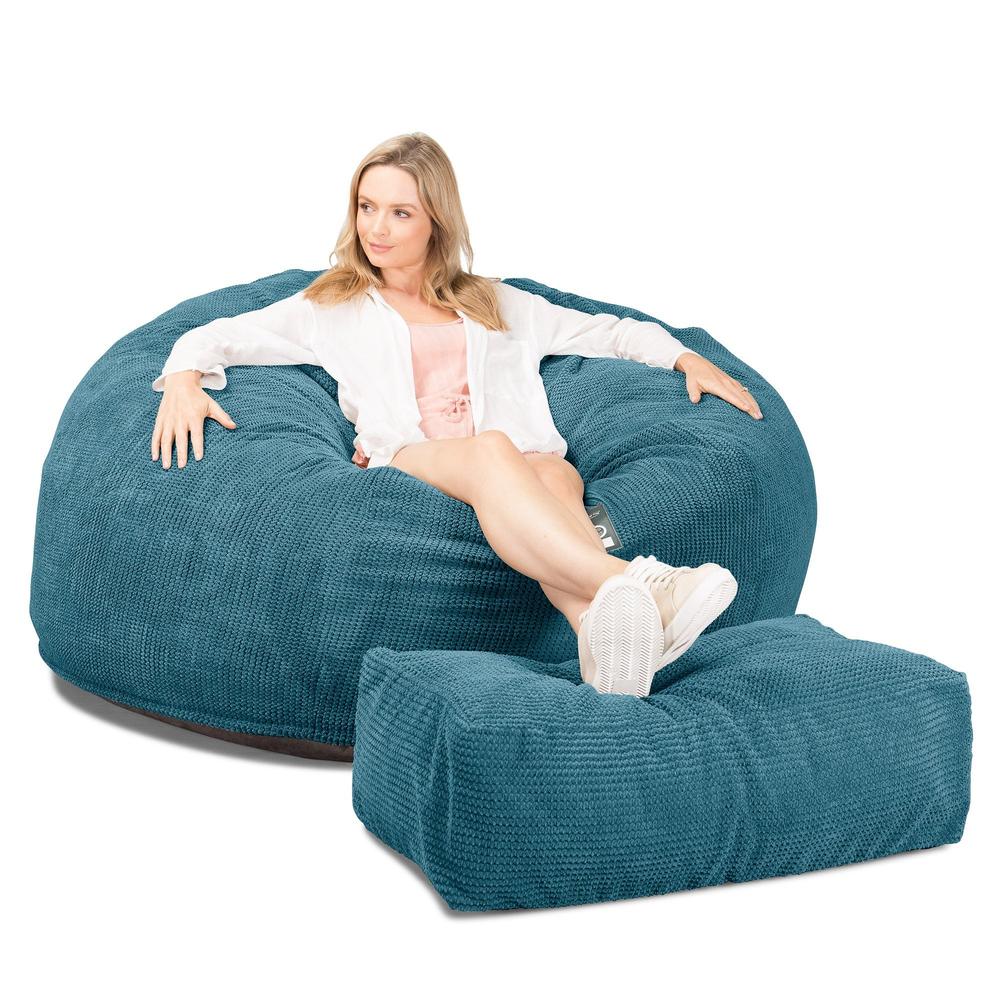 LOUNGE PUG, CloudSac 1010 XXL - Jättisuuri Muistivaahtotäytteinen XXL Säkkituolisohva (UUSI MALLI) - Pompula Turkoosi