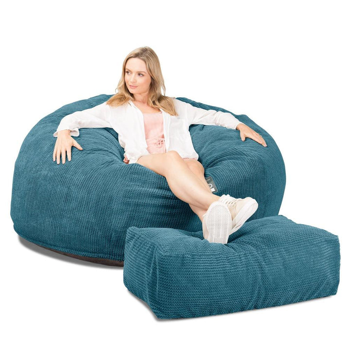 LOUNGE PUG, CloudSac 1010 XXL - Jättisuuri Muistivaahtotäytteinen XXL Säkkituolisohva (UUSI MALLI) - Pompula Turkoosi