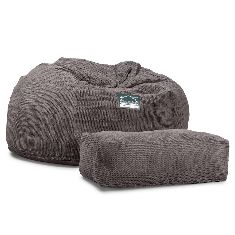 LOUNGE PUG, CloudSac 1010 XXL - Jättisuuri Muistivaahtotäytteinen XXL Säkkituolisohva (UUSI MALLI) - Pompula Hiilen harmaa