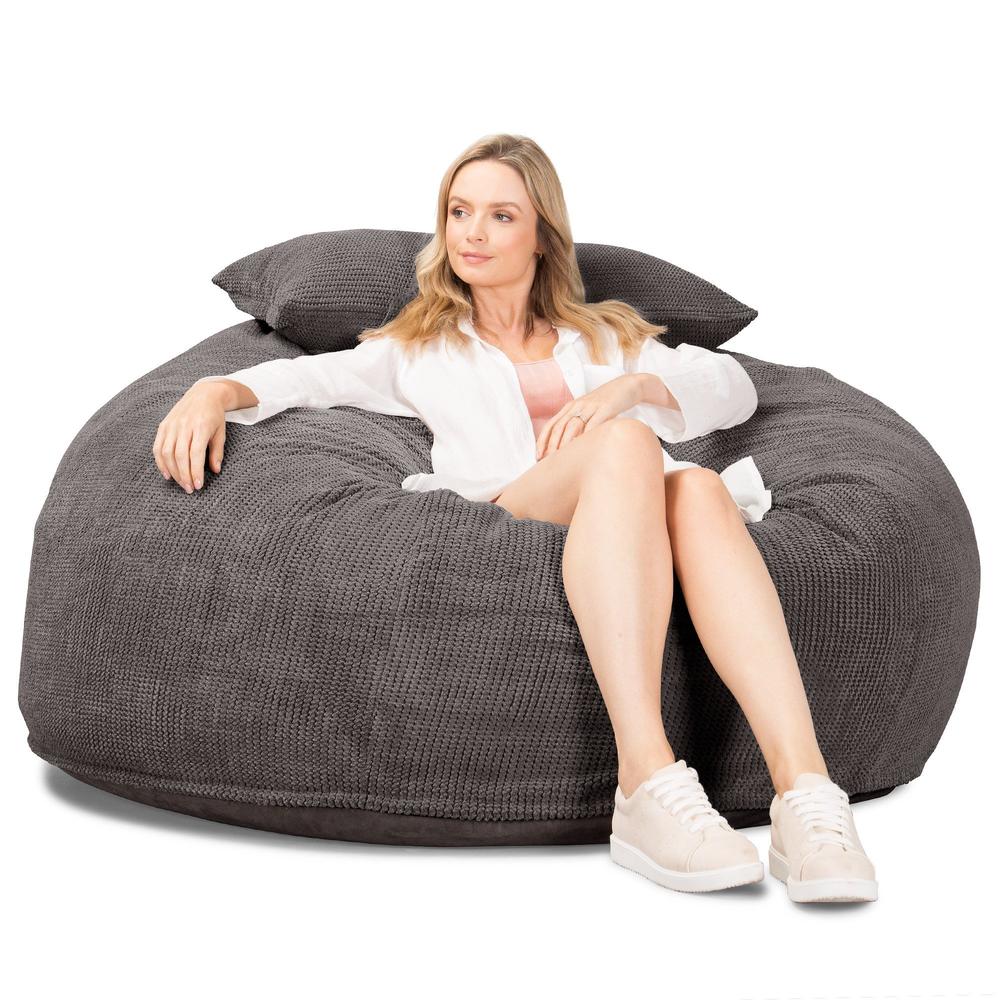 LOUNGE PUG, CloudSac 1010 XXL - Jättisuuri Muistivaahtotäytteinen XXL Säkkituolisohva (UUSI MALLI) - Pompula Hiilen harmaa