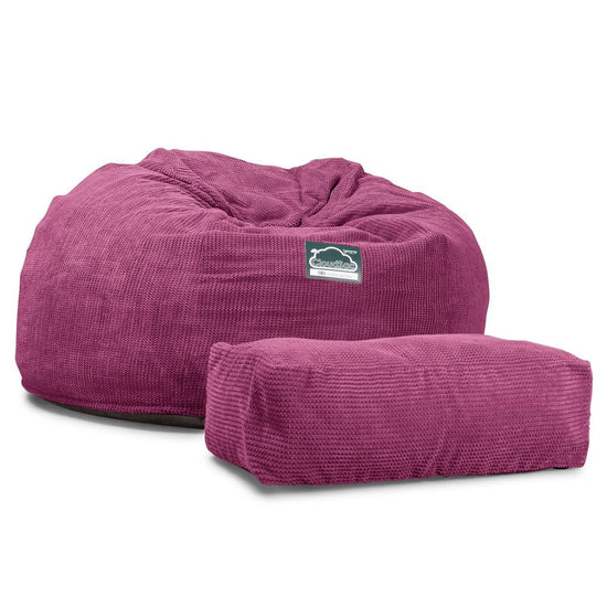 LOUNGE PUG, CloudSac 1010 XXL - Jättisuuri Muistivaahtotäytteinen XXL Säkkituolisohva (UUSI MALLI) - Pompula Vaaleanpunainen