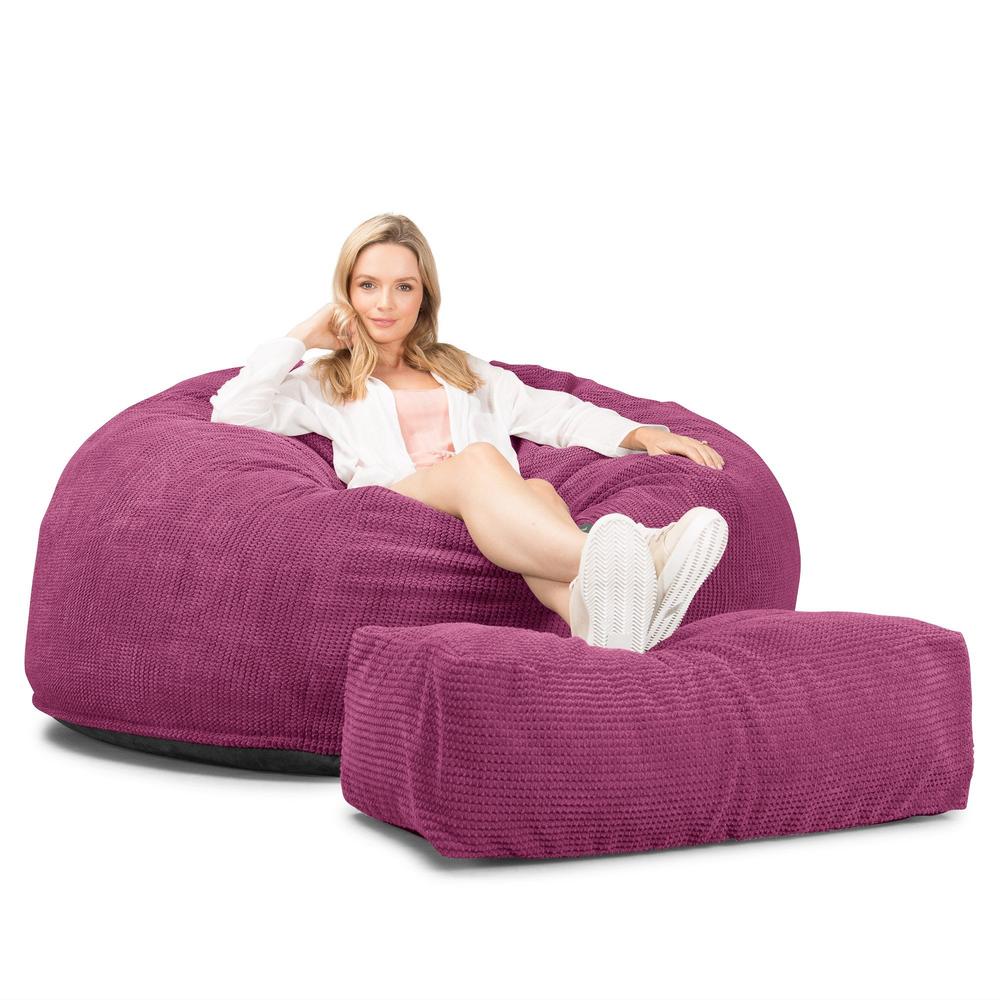 LOUNGE PUG, CloudSac 1010 XXL - Jättisuuri Muistivaahtotäytteinen XXL Säkkituolisohva (UUSI MALLI) - Pompula Vaaleanpunainen