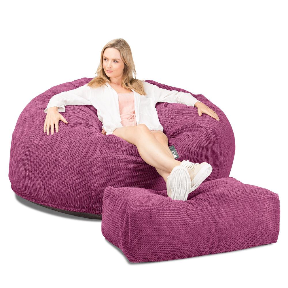 LOUNGE PUG, CloudSac 1010 XXL - Jättisuuri Muistivaahtotäytteinen XXL Säkkituolisohva (UUSI MALLI) - Pompula Vaaleanpunainen
