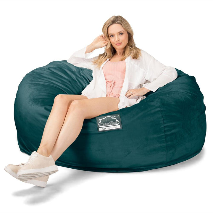 LOUNGE PUG, CloudSac 1010 XXL - Jättisuuri Muistivaahtotäytteinen XXL Säkkituolisohva (UUSI MALLI) - Sametti Turkoosi