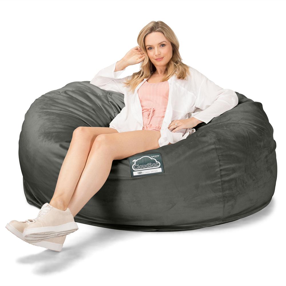 LOUNGE PUG, CloudSac 1010 XXL - Jättisuuri Muistivaahtotäytteinen XXL Säkkituolisohva (UUSI MALLI) - Sametti Grafiitti
