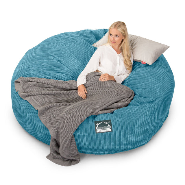 LOUNGE PUG, CloudSac 3000 XXL - Jättisuuri Muistivaahtotäytteinen Säkkituolisohva - Vakosametti Turkoosi