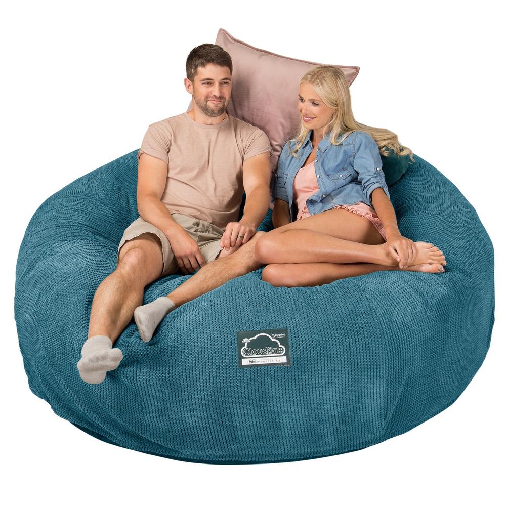 LOUNGE PUG, CloudSac 3000 XXL - Jättisuuri Muistivaahtotäytteinen Säkkituolisohva - Pompula Turkoosi