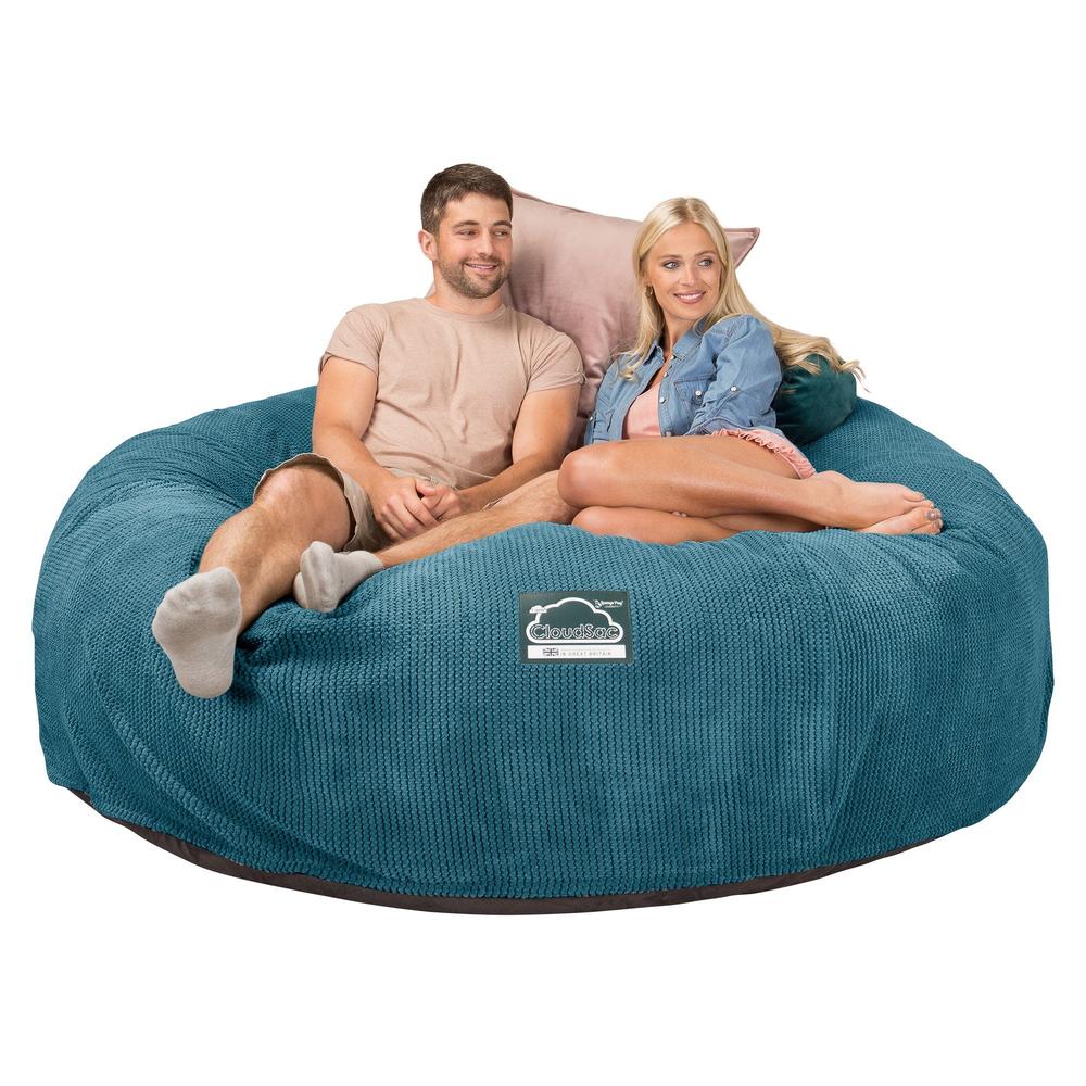LOUNGE PUG, CloudSac 3000 XXL - Jättisuuri Muistivaahtotäytteinen Säkkituolisohva - Pompula Turkoosi