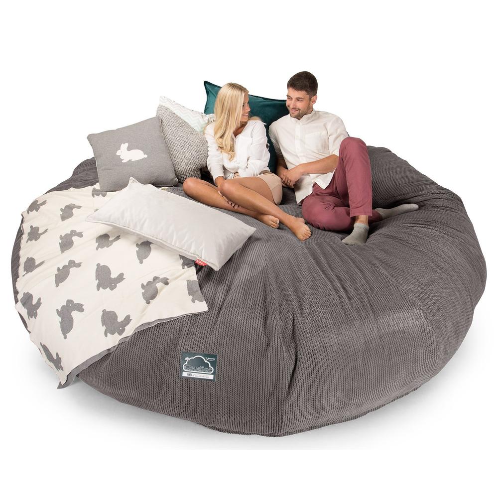 LOUNGE PUG, CloudSac 5000 XXXXXL - Suuri Muistivaahtotäytteinen Säkkituolisohva - Pompula Hiilen harmaa