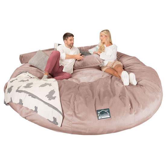 LOUNGE PUG, CloudSac 5000 XXXXXL - Suuri Muistivaahtotäytteinen Säkkituolisohva - Sametti Vaaleanpunainen