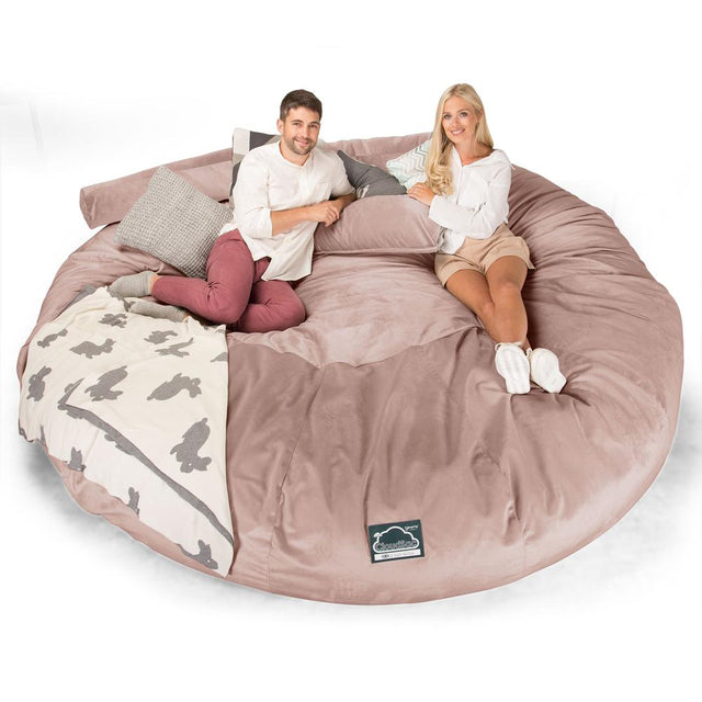 LOUNGE PUG, CloudSac 5000 XXXXXL - Suuri Muistivaahtotäytteinen Säkkituolisohva - Sametti Vaaleanpunainen