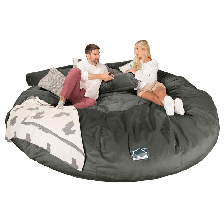 LOUNGE PUG, CloudSac 5000 XXXXXL - Suuri Muistivaahtotäytteinen Säkkituolisohva - Sametti Grafiitti