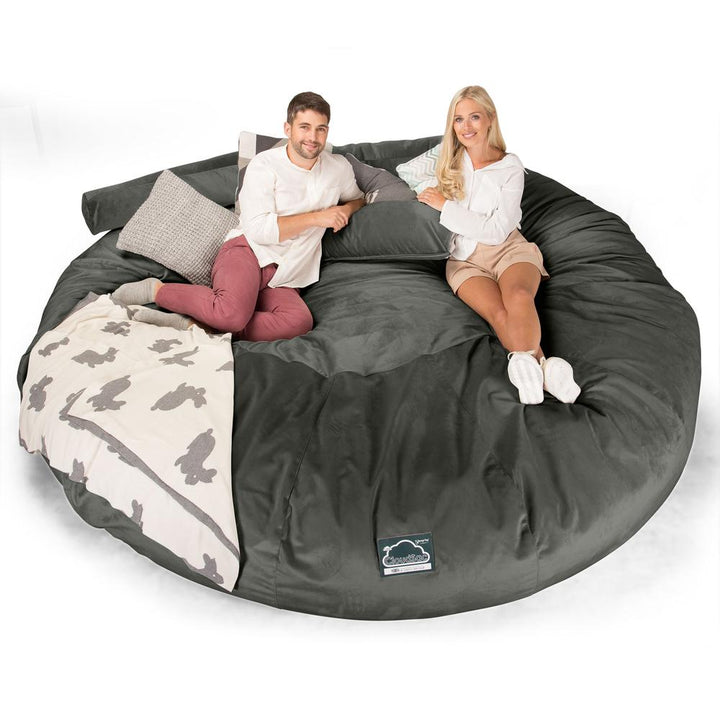 LOUNGE PUG, CloudSac 5000 XXXXXL - Suuri Muistivaahtotäytteinen Säkkituolisohva - Sametti Grafiitti