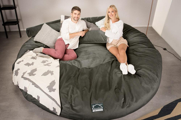 LOUNGE PUG, CloudSac 5000 XXXXXL - Suuri Muistivaahtotäytteinen Säkkituolisohva - Sametti Grafiitti