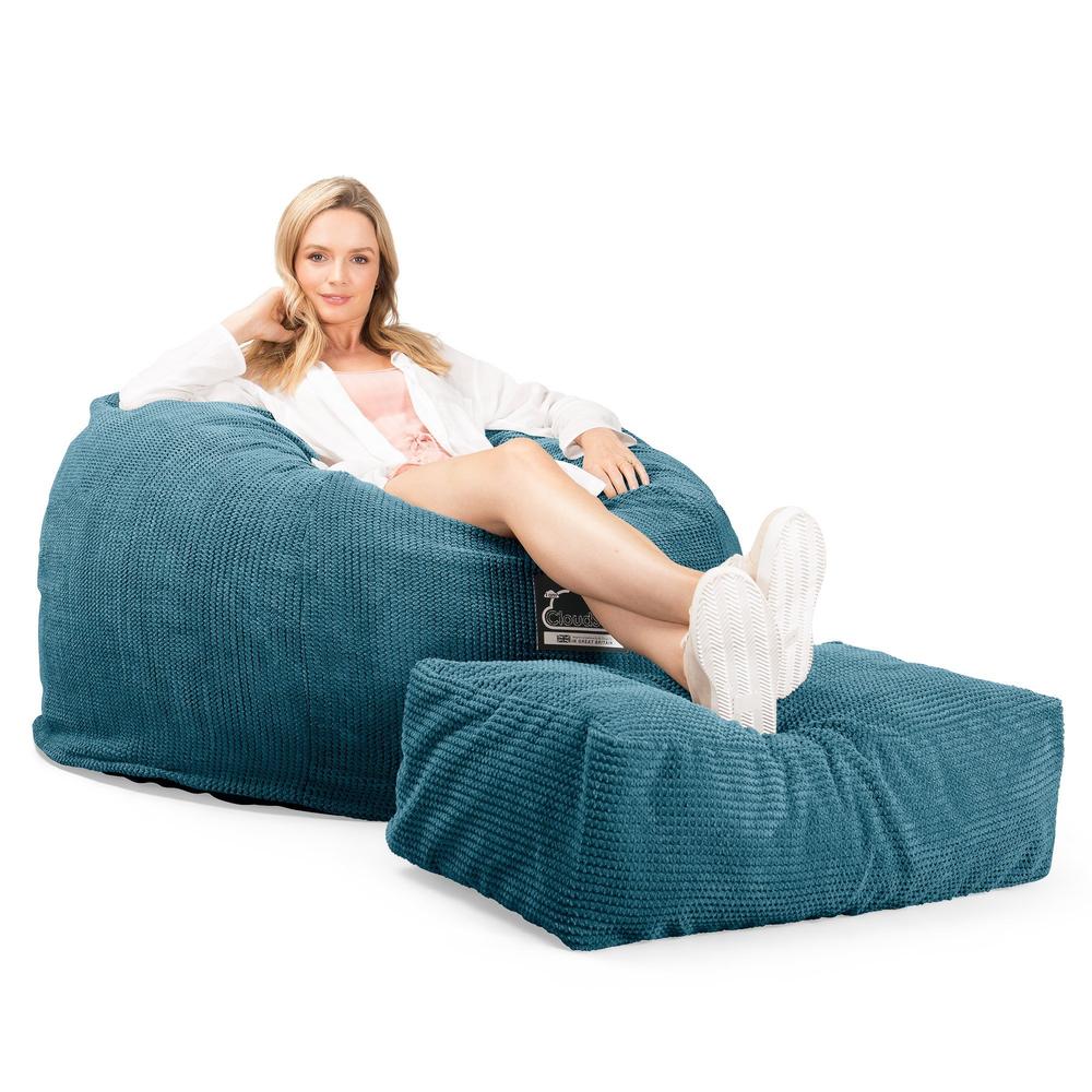 LOUNGE PUG, CloudSac 510 XL - X Suuri Muistivaahtotäytteinen Säkkituoli (UUSI MALLI) - Pompula Turkoosi