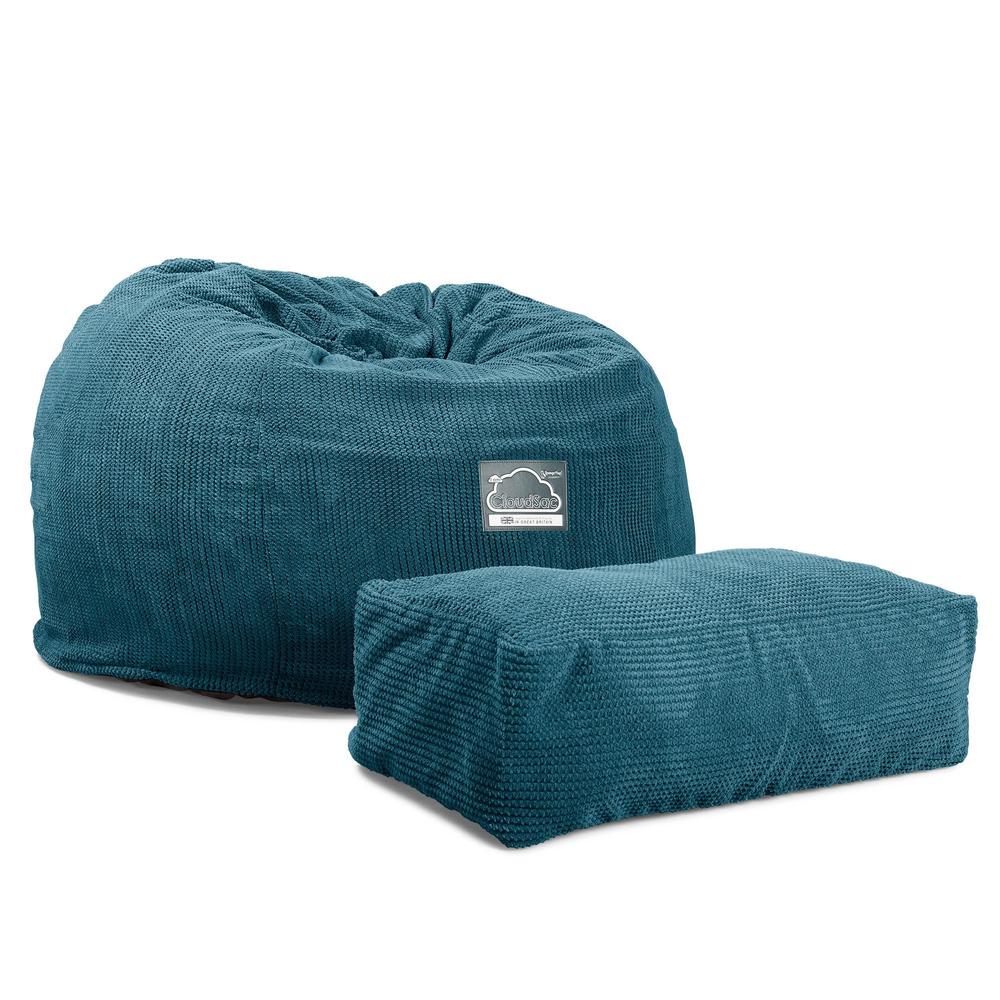 LOUNGE PUG, CloudSac 510 XL - X Suuri Muistivaahtotäytteinen Säkkituoli (UUSI MALLI) - Pompula Turkoosi