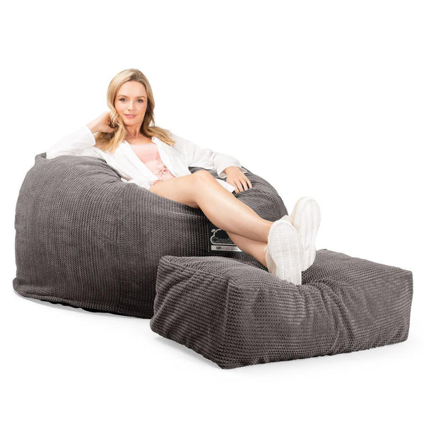 LOUNGE PUG, CloudSac 510 XL - X Suuri Muistivaahtotäytteinen Säkkituoli (UUSI MALLI) - Pompula Hiilen harmaa