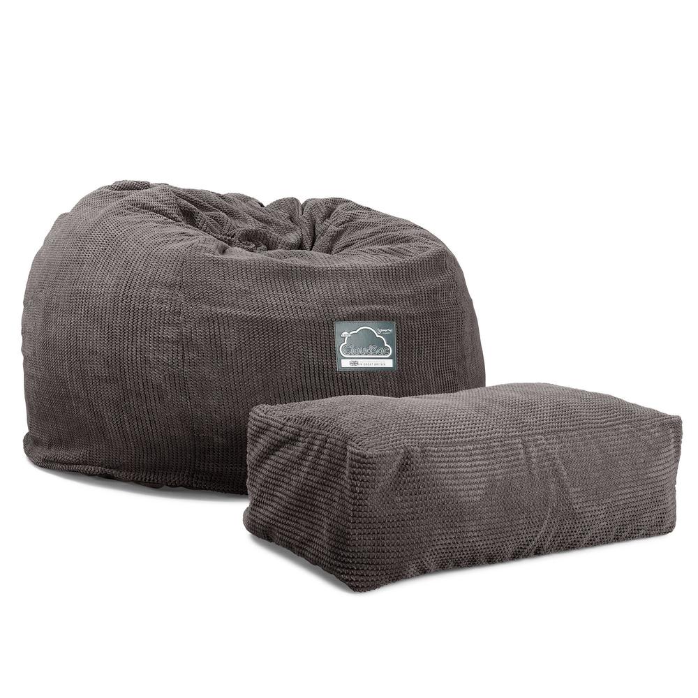LOUNGE PUG, CloudSac 510 XL - X Suuri Muistivaahtotäytteinen Säkkituoli (UUSI MALLI) - Pompula Hiilen harmaa