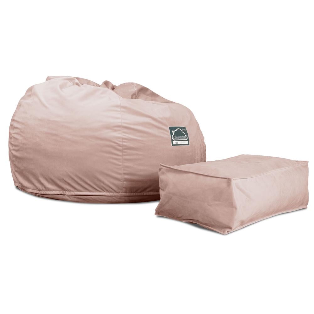 LOUNGE PUG, CloudSac 510 XL - X Suuri Muistivaahtotäytteinen Säkkituoli (UUSI MALLI) - Sametti Vaaleanpunainen