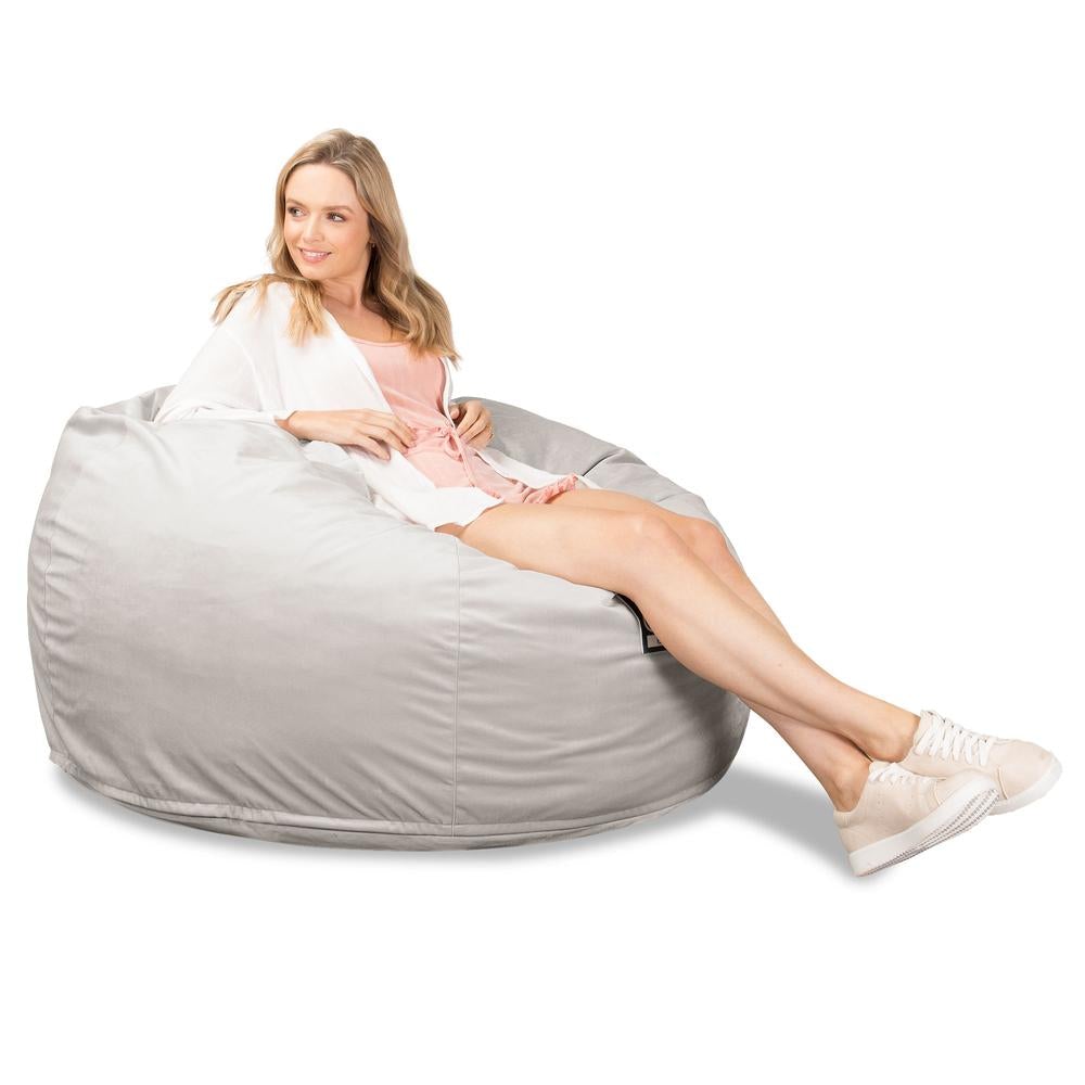 LOUNGE PUG, CloudSac 510 XL - X Suuri Muistivaahtotäytteinen Säkkituoli (UUSI MALLI) - Sametti Hopea