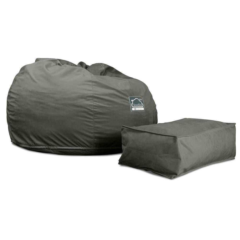 LOUNGE PUG, CloudSac 510 XL - X Suuri Muistivaahtotäytteinen Säkkituoli (UUSI MALLI) - Sametti Grafiitti