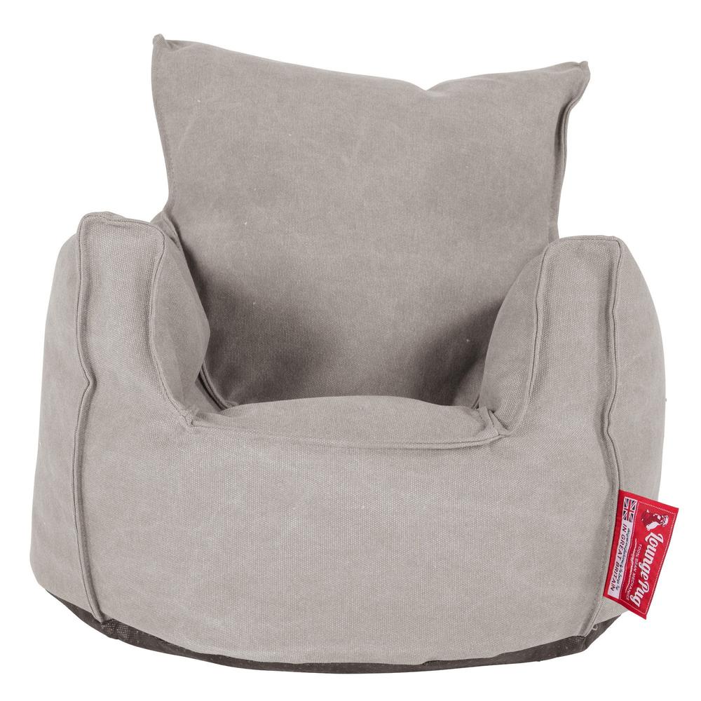 LOUNGE PUG®, Lasten Nojatuoli, Säkkituoli, Kivipesty Denim-kangas Harmaa