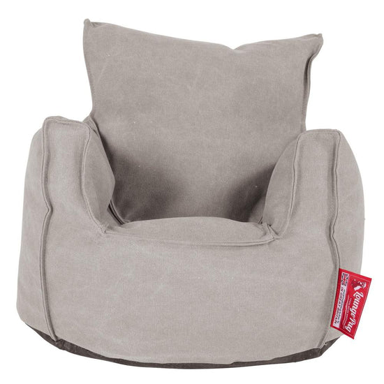 LOUNGE PUG®, Lasten Nojatuoli, Säkkituoli, Kivipesty Denim-kangas Harmaa