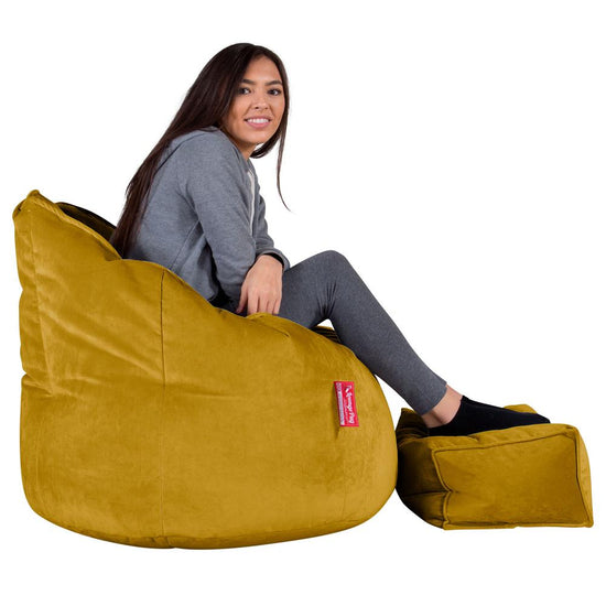 LOUNGE PUG®, Säkkituoli Nojatuoli 'Halaus', Tuoli, Sametti Kulta