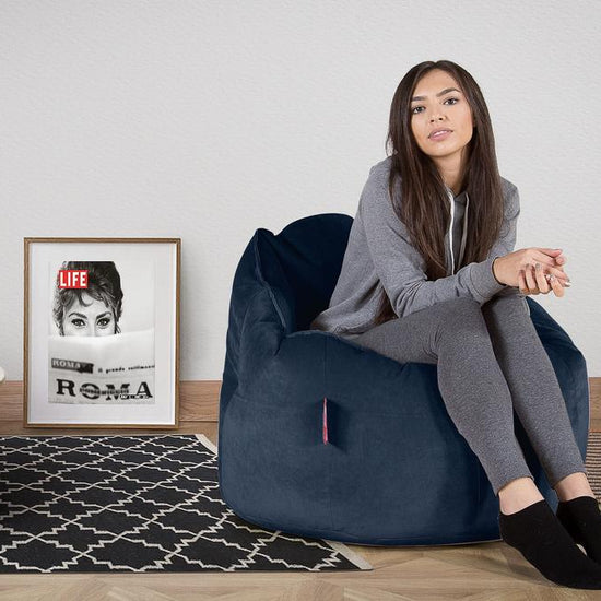 LOUNGE PUG®, Säkkituoli Nojatuoli 'Halaus', Tuoli, Sametti Laivastonsininen