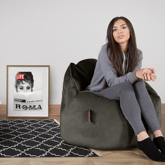 LOUNGE PUG®, Säkkituoli Nojatuoli 'Halaus', Tuoli, Sametti Grafiitti