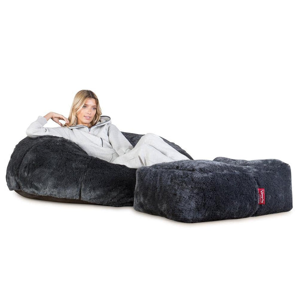 LOUNGE PUG®, Säkkituoli Sotka Sohva, Tekoturkis Musta