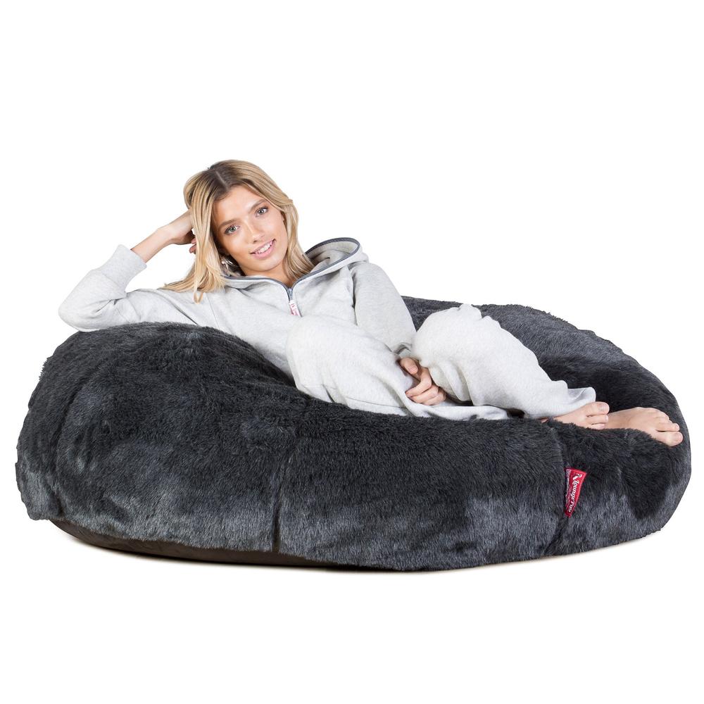 LOUNGE PUG®, Säkkituoli Sotka Sohva, Tekoturkis Musta