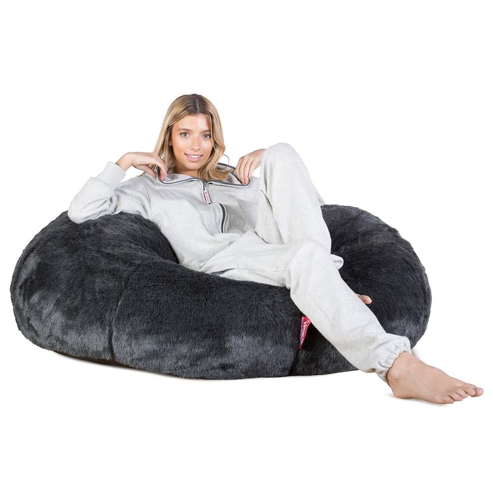 LOUNGE PUG®, Säkkituoli Sotka Sohva, Tekoturkis Musta