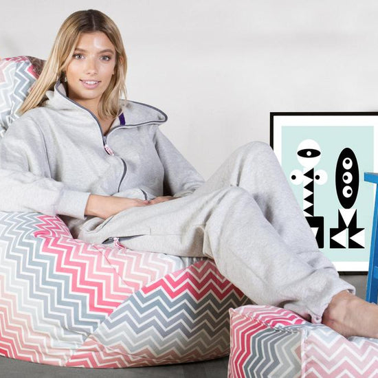 LOUNGE PUG®, Säkkituoli Lepotuoli, Tuoli, Geometrinen Tulosta Vaaleanpunainen Chevron