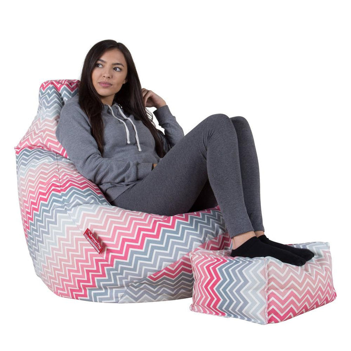 LOUNGE PUG®, Säkkituoli Lepotuoli, Tuoli, Geometrinen Tulosta Vaaleanpunainen Chevron
